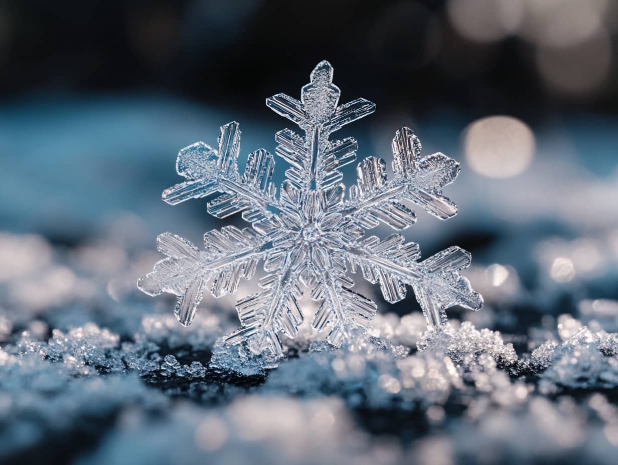 Flocon de neige figé dans le temps, capturant la beauté de l'hiver